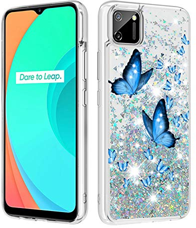 HiCASE Pro Hülle für Realme C11, Handyhülle Glitzer Flüssig Treibsand Cover Glitter Quicksand Weich TPU Durchsichtig Bumper Silikon Schutzhülle Case Mädchen Damen