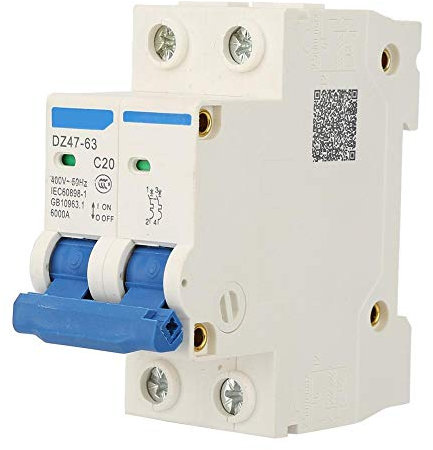 Disjoncteur miniature, DZ47-63 2 P Mini disjoncteur coupe-circuit disjoncteur 400VAC basse tension(20A)