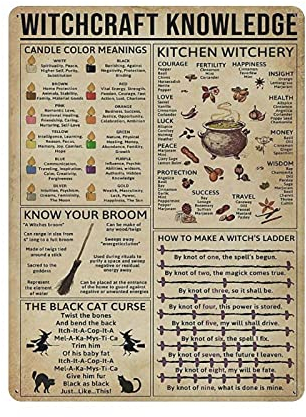 Metal Tin Sign Witchcraft Knowledge Fun World Education Science Vintage Art Poster Retro Iron Painting Wall Decor Art Gift Outdoor Cafe Bar Garage Farm Decoration 16x12