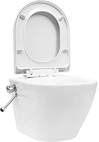 Susany Wand-WC ohne Spülrand mit Einbau-Spülkasten Bidet-Funktion Softclose Spülrandlos Vorwandelement Hänge Toilette mit Höhenverstellbare Füße Wand-Toilette Wassersparend Keramik Weiß