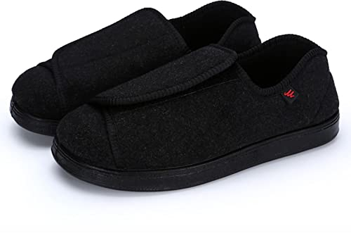 Zdcdy Diabetische Schuhe Herren, Orthopädische Diabetiker Schuhe Herren Extra Weit aus Memory Schaumstoff mit Verstellbarem Klettverschluss, Diabetes Schuhe Für Arthritis, Geschwollene Füße,Black-47