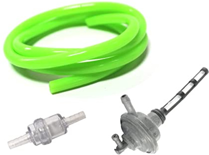 Benzinhahn Benzinfilter Benzinschlauch Neon Grün passend für Gilera DNA, Runner, Storm, Stalker – Unterdruck Benzinhahn, 1 Meter Benzinschlauch und Benzinfilter