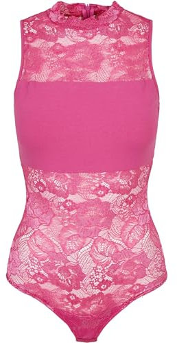 URBAN CLASSICS Body Donna in Pizzo, Top in Pizzo Sexy Smanicato per Donna, Collo a Lupetto, Body Colore brightviolet, Taglia XL