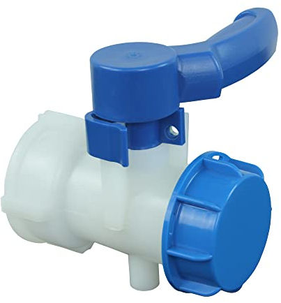 GASMIS IBC Kugelhahn IG S60x6 (60mm) Grobgewinde - Hahnausgang S60x6 AG - DN50 - mit Schraubkappe und Dichtung, für IBC-Container, Regentonne, IBC-Behälterzubehör, 1 Stück