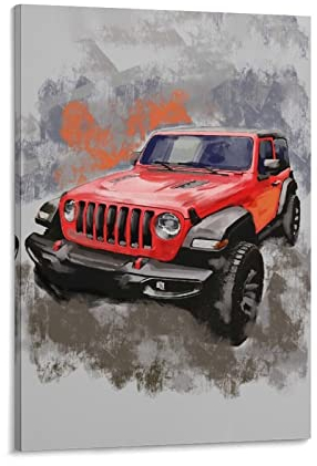 Auto-Poster, Motiv: Jeep Wrangler, Kunst, Gemälde, Poster, dekoratives Gemälde, Leinwand, Wandkunst, Wohnzimmer, Schlafzimmer, 30 x 45 cm