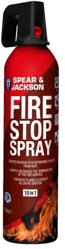 Spear and Jackson - 750g Fire Stop Spray - 10 in 1 fire extinguisher - Non-toxic, and stain-resistant, (SJ6667)