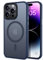 tigratigro Funda para iPhone 14 Pro, Compatible con MagSafe, traslucida, Textura Opaca, Similar al Cuero, Flexible y Anti-Huellas (Azul Marino)
