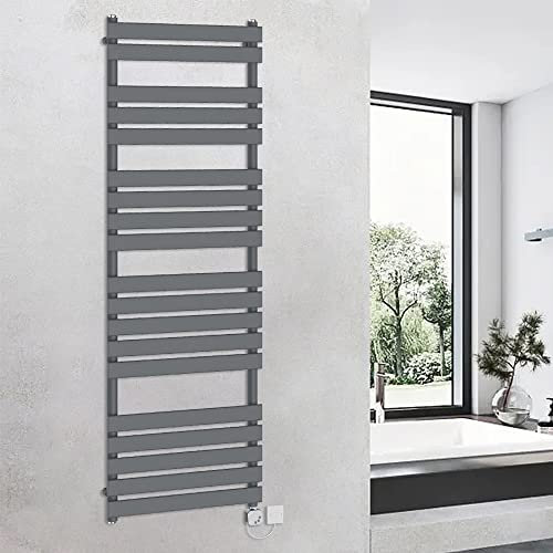 Warmehaus Thermostatic Heated Towel Rail Prefilled Sand Grey 1800 x 600mm Electric Heated Towel Rail Bathroom Towel Radiator Ladder Style 1000w