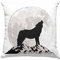 Trendation Wolf Kissen mit Füllung 40x40 Geschenk Wolf Im Mondlicht Geschenkidee Grafik (Grau)