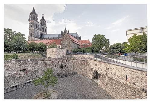 artboxONE Poster 75x50 cm Architektur Magdeburger Dom mit Festungsanlage - Bild magdeburg festung magdeburg