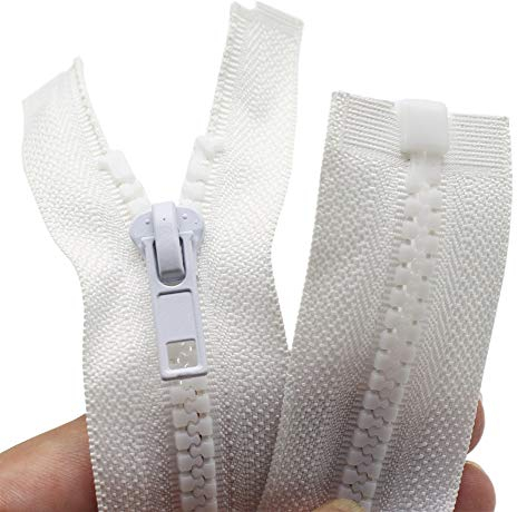 YaHoGa 2 pezzi 63 cm cerniera plastica 5 mm divisibile chiusura lampo per giacche bianche