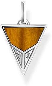 THOMAS SABO Anhänger Pyramide mit schwarzem Onyx und Tigerauge, aus geschwärztem mattem und poliertem 925er Sterlingsilber in der Form eines Pendels, PE952-507-7