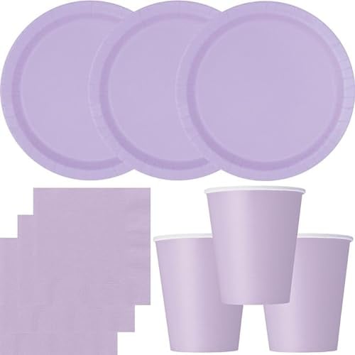Juego de decoración de fiesta de lavanda para 14 personas, platos, vasos, servilletas, bodas, cumpleaños, lila