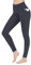 LaiEr Damen Leggings High Waist Yoga Hosen Leggings mit Taschen Workout Laufen Leggings Workout Tights(Deep Grey,Medium)