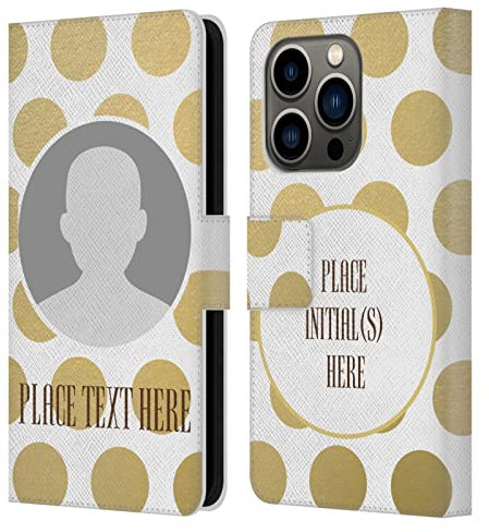 Head Case Designs Personalizada Individualizada Puntos Patrones Carcasa de Cuero Tipo Libro Compatible con Apple iPhone 14 Pro