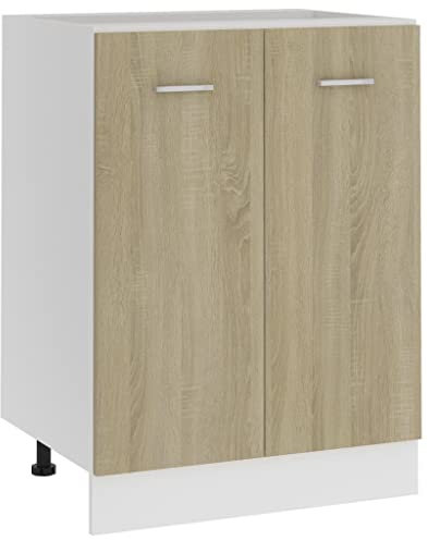 FIRBNUS Meuble de Cuisine Armoire de Plancher Deux Etagères Chêne Sonoma 60x46x81,5 cm Aggloméré Armoire de Rangement Grande Capacité Largement Utilisée dans Restaurants Hôtels Lieu de Travail