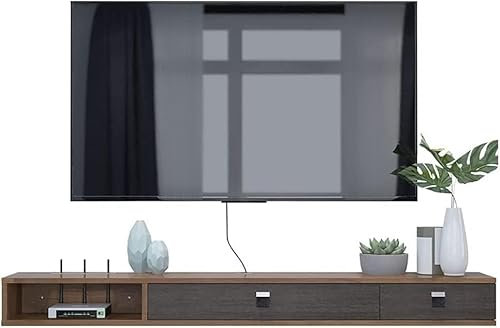 Meuble de télévision Suspendu au Mur, étagère Flottante, Meuble de télévision Mural, décodeur TV par Satellite Boîte de câble Support de Stockage pour Composants pour Salon/B / 140Cm / 120
