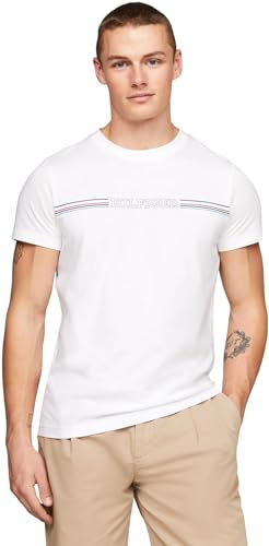Tommy Hilfiger Men's Stripe Chest Tee Mw0mw34428 S/S T-Shirts, White (White), XS