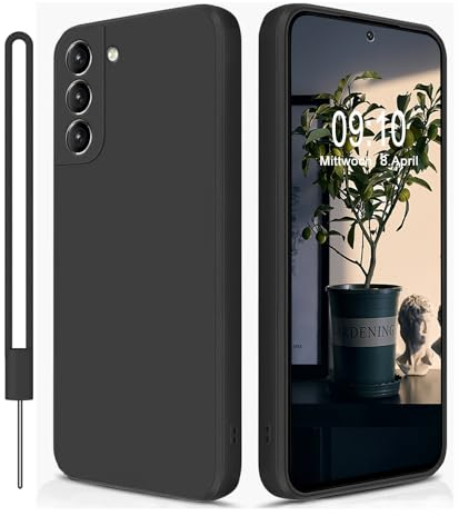 MSKJ Samsung Galaxy S21 Hülle Silikon(6.2 Zoll), (mit Lanyard) Ultra-dünne Ganzkörper-Handyhülle Case Kameraschutz Kompatibel mit Samsung Galaxy S21 (Schwarz)