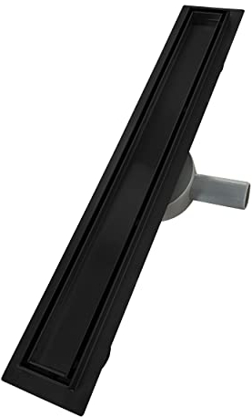 i-flair Duschrinne Bodenablauf 90 cm Duschablauf aus Edelstahl sehr flach - Siphon 360 Grad beweglich - Größen 50cm – 100cm Model B11 geschlossener Randablauf Schwarz