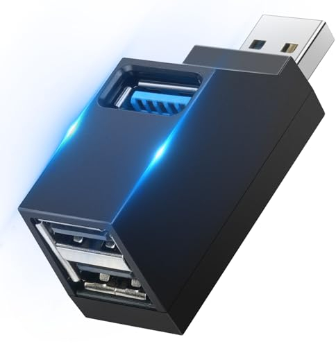 AXFEE USB Mini Hub, USB Splitter, Concentrador Hub USB con 3 Puertos(1 USB 2.0+1 USB 3.0, Distribuidor de Datos para Ordenador portátil, MacBook Llave USB, Impresora, Teclado, Ratón