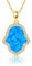 DAYLINLOVE Hamsa Kette Sterling Silber 925 Blau Opal Hamsa Hand der Fatima Anhänger Halskette Gold Hamsa Schmuck Griechisch Türkisch Geschenke für Damen Mädchen Männer