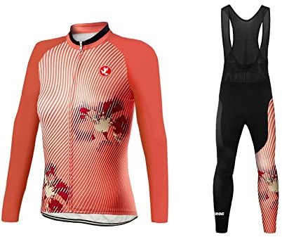 UGLY FROG JK12 Neu Winter MTB Damen Fahrradbekleidung Set Lang Winter Radjacke und Fahrradhosen Fleece Thermo Radtrikot