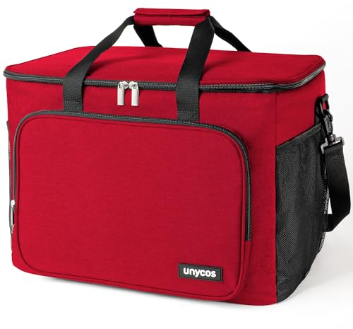 unycos - Bolsa Térmica Porta Alimentos【20L】 Nevera Portátil, Lunch Box Impermeable, Hermética e Isotérmica, Porta Fiambrera de Gran Capacidad para Almuerzo, Oficina, Viaje, Pícnic o Colegio (Rojo)