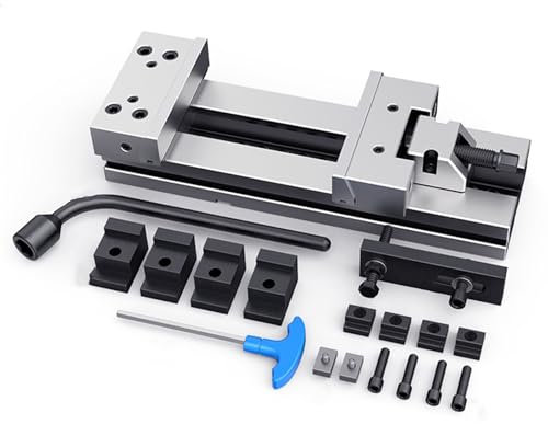6 Inch CNC Precision Bench Vice Angle, Milling Vice Flat-jaw Pliers, Clamping Range 200MM, Grinding Screwless Insert Vise Toolmaker Steel, for Milling Shaping and Drilling Machines