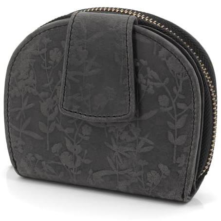 ekavale Moderne Leder Damengeldbörse mit RFID-Schutz und Riegelverschluss, Geldbeutel für Frauen kompakt mittelgroß (Schwarz)