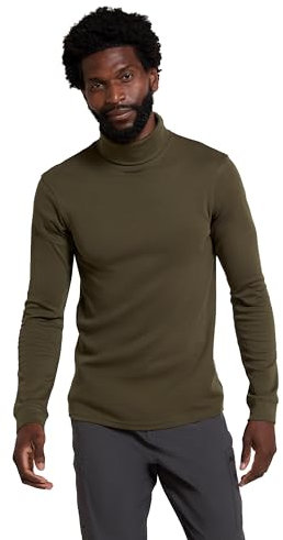 Mountain Warehouse Haut Thermique Hommes Meribel - 100% Coton peigné, col roulé, Respirant, séchage Rapide & Manches ajustées, Entretien Facile - Usage Quotidien, Hiver Kaki S