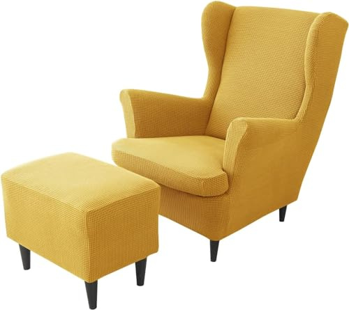 Sesselüberwürfe Elastisch 3-teilig Sesselbezug Ohrensessel Überzug Mit Ottomane Schonbezug Ohrensessel Bezug Bezug Sesselhusse Stretch Husse Für Ohrensessel ( Color : #30 , Size : Wingback Chair Cover