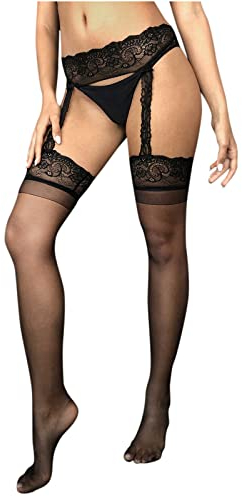QWUVEDS Lingerie sexy for Women sexy Dessous Damen für Sex Unterwäsche Frauen Atmungsaktive Knospenstrümpfe Sexy Strümpfe Frauen Spitze Netzdurchsichtige Netzstrümpfe sexy Schwarze (Black, One Size)