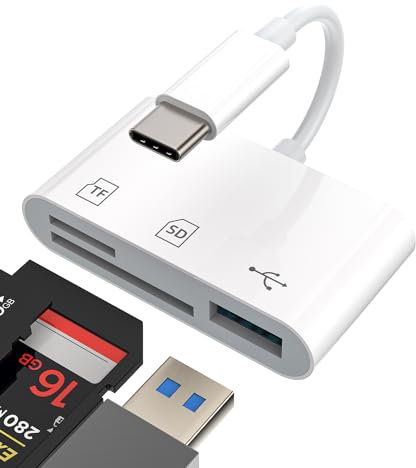 Kefiany USB C HUB TF Micro SD Kartenleser Adapter (3-in-1) für Apple iPhone 15 Pro Max Plus für iPad Typ C 3.0 Port Dockingstation kompatibel mit Samsung Galaxy S21 S22 S23 Ultra Macbook Thunderbolt