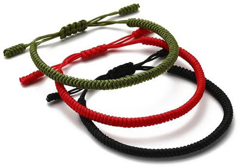 LUCKY BUDDHIST - 3 Tibetan lucky bracelets + Buddhist gift! - Handmade. Adjustable to your wrist. For men and women. Friendship bracelets made of braided fabric