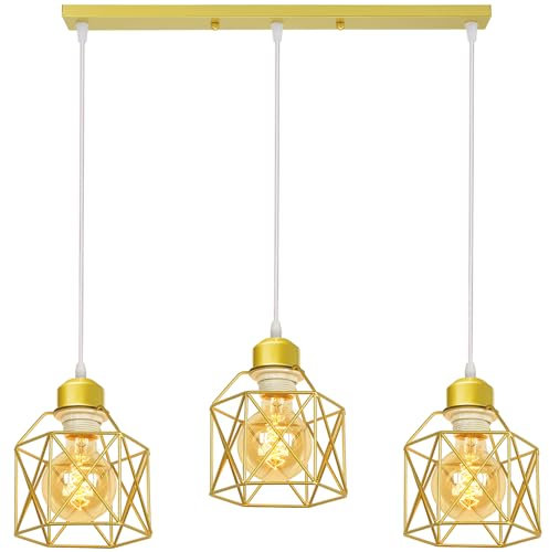 PETITES ECREVISSES 3 flammig Pendelleuchte Industrielle Vintage Hängeleuchte E27 Deckenleuchter mit Sechseck Design Lampe aus Eisen 160MM Pendellampe für Wohnzimmer Esstisch Küche