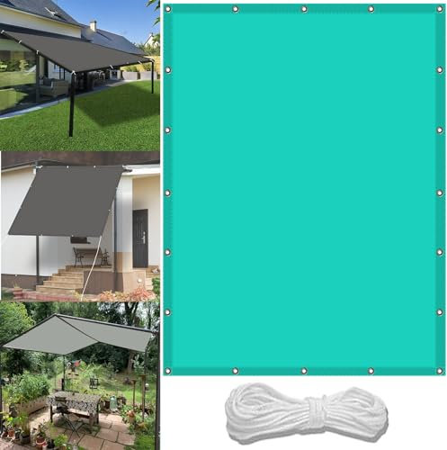 Vela de Sombra 2 x 4 m Impermeable Rectangular Lona De Sombra Resistente al Agua con Ojales y Cuerdas Rayos UV HDPE Vela toldos para Aire Libre Piscina, Azul Cielo