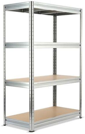 HEMMDAL Schwerlastregal - 2.400 kg Tragkraft - HxBxT 177 x 120 x 60 cm - Steckregal mit 4 höhenverstellbaren Böden - 600 kg Fachlast - Gestell aus galvanisiertem Stahl - Made in EU - Werkstattregal