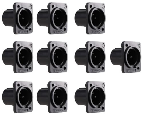 Ggnaxivs Prise de XLR Male Droite Connecteur Monte sur Panneau de Terminal 10 Pieces
