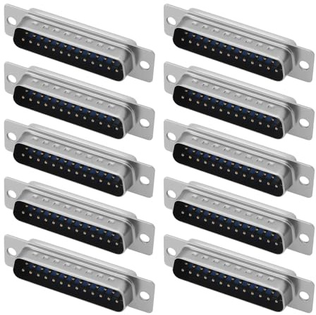eMagTech 10 x 25-poliger D-Sub-Stecker, DB25, zweireihig, D-Typ-Lötdrahtklemme, Breakout für Leiterplattenmontage, mechanische Geräte, CNC-Computer
