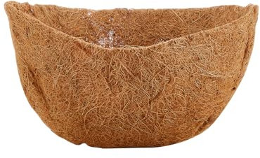 Kokosfaser-Ersatz-Blumentopf-Auskleidung, Hängepflanzkorb, Kokosnusspalmen-Topf für Zuhause, Garten, Terrasse, Dekoration, A-braun, 25,4 cm halbe Kokosnuss