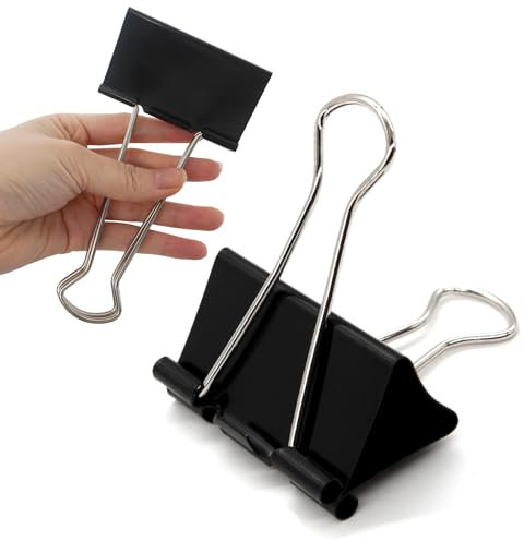3 Inch Jumbo Binder Clips(12 Pack), Extra Large Binder Clips Heavy Duty Paper Clamps for Office and Home Supplies, Black