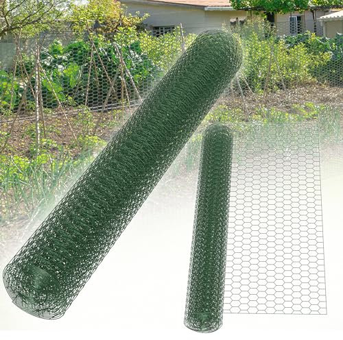 XMTECH 20m Geflügelnetz Hundezaun Katzenzaun Hühnerzaun, PVC Geflügelzaun Grün für Geflügelgehege