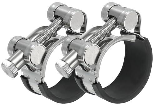 PATIKIL 32-35mm T-Bolt Hose Clamp, 2 Pack Rubber Cushioned Intake Intercooler Pipe Tube Clamps 304 Stainless Steel Radiator Hose Clamp for 1.26-1.38 Pipe