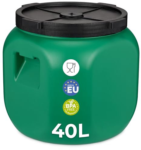 Garronda Weithalsfass 40 Liter Futtertonne mit Deckel ohne Dichtung– BPA-freier HDPE Futterbehälter für Wasser, Lagerung, Tierfutter, Sauerkraut und Gurken GD-0142