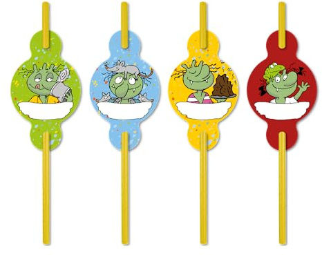 8 Papier-Trinkhalme mit Namensfeld * DIE OLCHIS * für Kinderparty und Kindergeburtstag | Olchi Strohhalme Straws Kinder Geburtstag Party Set