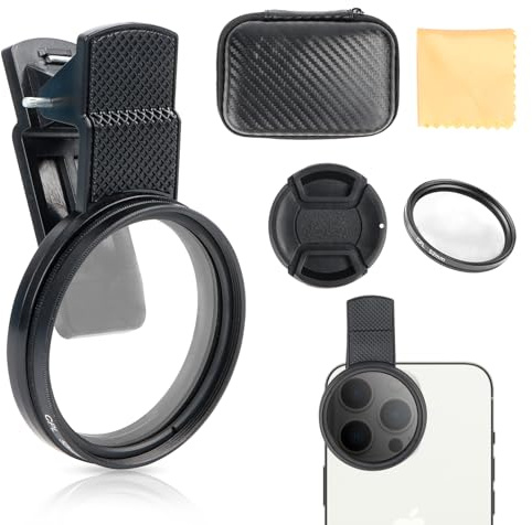 Polarisationsfilter für Handykamera,52 mm CPL Filter, Clip-On Polfilter Kompatibel mit iPhone, Samsung, Android Smartphones