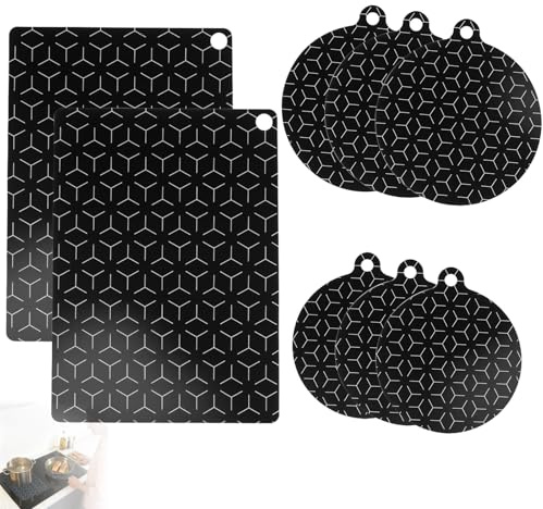 8 PCS Tapis Protection Protecteur Induction, Protege Plaque Induction Protection Plaque de Cuisson, Anti Rayures Non Slip, Tapis de Cuisson à Induction en Silicone Protection (22cm/24cm/25X35cm)