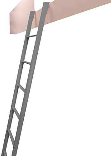 LWJSOCP Loft Ladder for Bunk Beds 150 170 cm Height Ideal for Adults & Kids Folding Step Ladder for Caravan Trailer with Replacement Hooks (Silver Color)