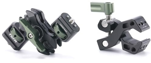 TILTA Pince de montage pour moniteur/lumières LED/caméra d'action | Pince de montage avec bras magique de filetage 1/4″-20 et 3/8″-16 filetages avec vis 1/4″-20 et broches de localisation